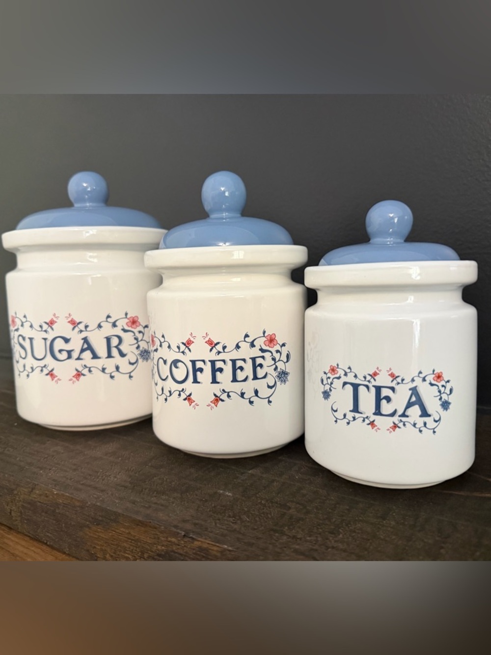 Vintage Jay Imports Corelle Prinston Ceramic Canister Set